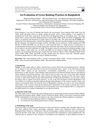 An evaluation of green banking practices in bangladesh | PDF