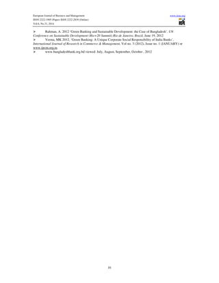 An evaluation of green banking practices in bangladesh | PDF