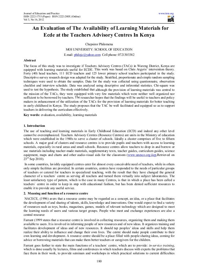 An evaluation of the availability of learning materials for ecde at t…