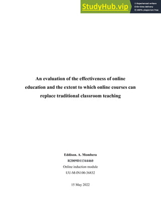 An Evaluation Of The Effectiveness Of Online Education | PDF
