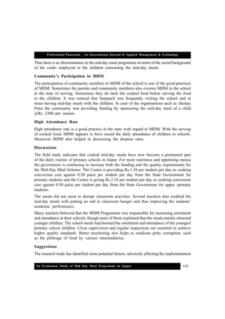 An evaluation study of mid day meal programme | PDF