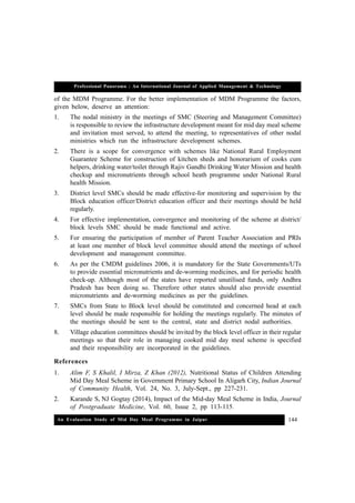 An evaluation study of mid day meal programme | PDF