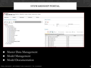 Stewardship PortalMaster Data ManagementModel ManagementModel Documentation14Preliminary Information Subject to Change