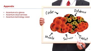 Appendix 
21 
• Accenture at a glance 
• Accenture cloud services 
• Accenture technology vision 
 