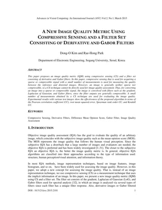 A NEW IMAGE QUALITY METRIC USING COMPRESSIVE SENSING AND A FILTER SET ...