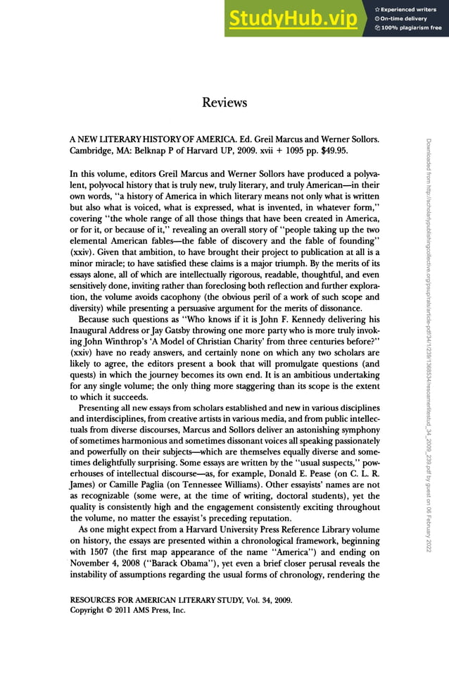 A New Literary History Of America PDF