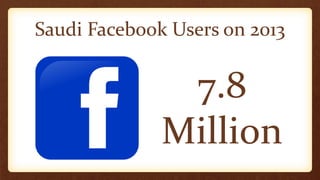 Saudi Facebook Users on 2013
7.8
Million
 