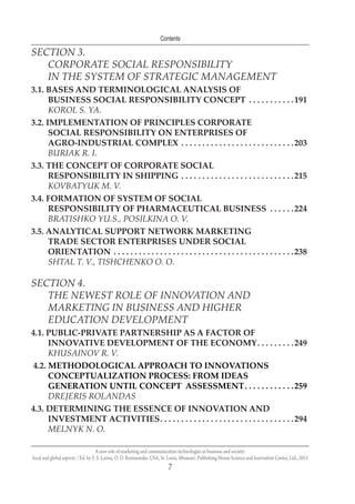 Contents
A new role of marketing and communication technologies in business and society:
local and global aspects / Ed. by...