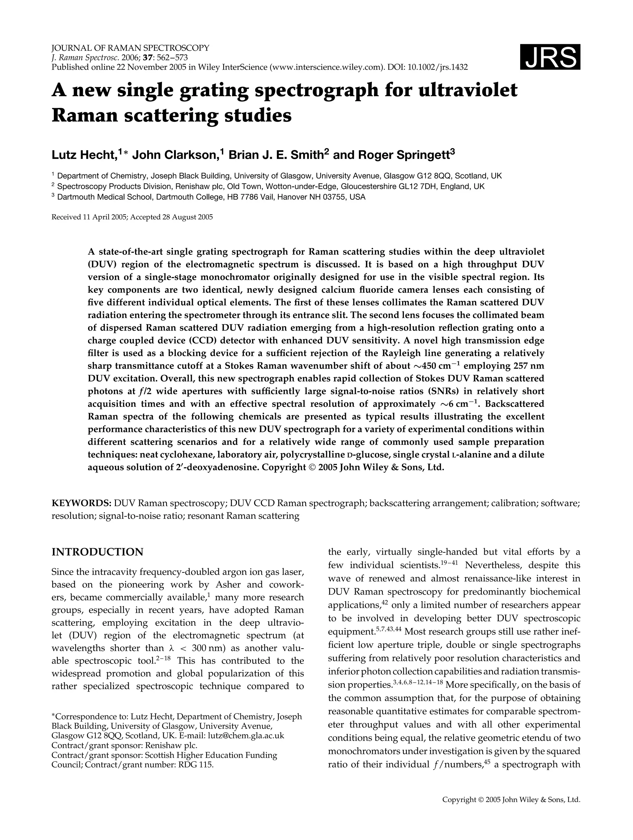 A new single grating spectrograph for ultra violet raman scattering studies PDF