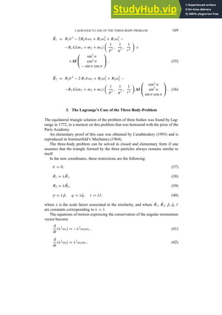 A New Solution To The Lagrange S Case Of The Three Body Problem | PDF