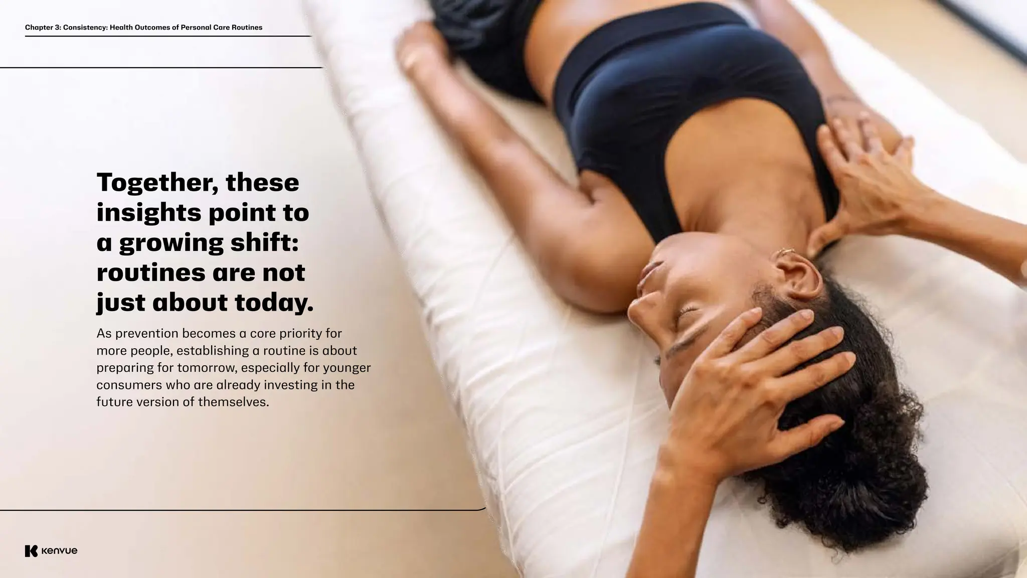 39
Chapter 3: Consistency: Health Outcomes of Personal Care Routines
Together, these
insights point to
a growing shift:
routines are not
just about today.
As prevention becomes a core priority for
more people, establishing a routine is about
preparing for tomorrow, especially for younger
consumers who are already investing in the
future version of themselves.
 