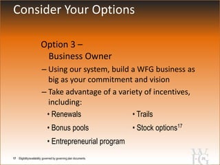 World Financial Group, Inc. (WFG) is a financial services marketing company whose
affiliates offer life insurance and a br...