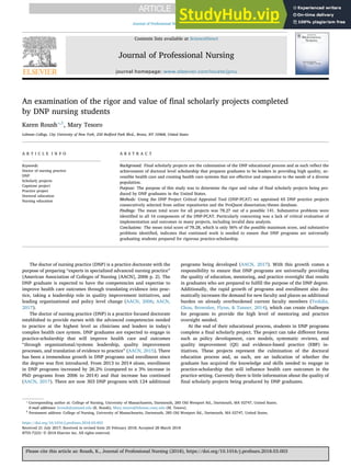 An Examination Of The Rigor And Value Of Final Scholarly Projects ...