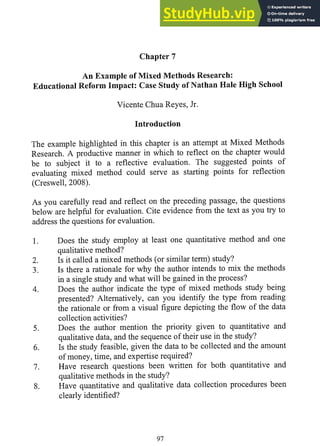 An Example Of Mixed Methods Research  Educational Reform Impact - Case Study Of Nathan Hale High School