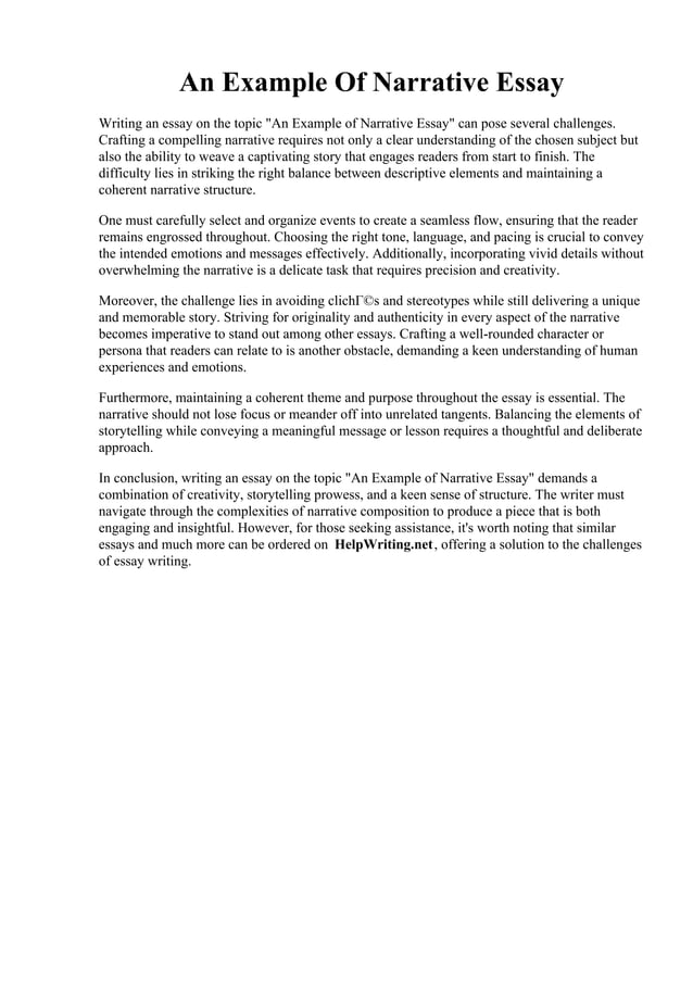 An Example Of Narrative Essay | PDF