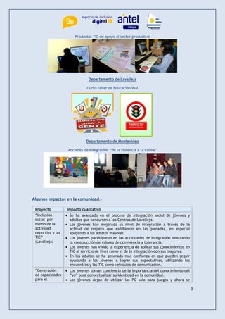 3 
“La educación vial 
Productos TIC de apoyo al sector productivo 
Departamento de Lavalleja 
Curso-taller de Educación V...