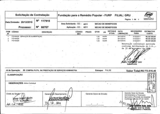 Solicitagao

de

ContrataCao

Data Emissao: 20/ 2/
2010
1

FundaCao pare

o

Remedio Popular

ITEM.

FILIAL: GRU .
Pagina:

N° 117915
Area Solicitante - CC :

Processo:

FURP

No

CODIGO

1

RVME1310

PARA o

POPULAR

SECAO DE BENEFICIOS

CC
Aplica(~
ao - : . 4211

66707

4211

PUNOACAO

de

1

SECAO DE BENEFICIOS

CODIGO

DESCRIC,AO

NO

PRAZO

QTDE

UN

BEC

ESTOQUE
ATUAL

NECESSARIO

ESTIMATIVA'

PARA

DATA

CUSTO

LIBERAC,AO
r

1

772104220

1,0
0

month

2010
20/ 2/
1

0110272011

R$
80
257. 38,
8

2

772104220

1,0
0

month

201b
20/ 2/
1

2011
01/ 3/
0

3

772104220

1,0
0

month

2010
20/ 2/
1

2011
01/ 4/
0

R$
80
257. 38,
8
838, 0
R$'
8
257.

SERVIC; S
O

DE

ALIMENTAgAO

Renovasao contratual aprovada
conforme deliberagao do C. .,.
D
de

10

o

ubens Pim

Operagdo:

28 COMPRA P/
UTIL. NA

PRESTA( AO
I

DE

ADMINISTRA
SERVII;
OS'

Estoque:

FALSE

rod

2

aff Junior

Su '

Id de

e

endente

Valor TOtaI:
R$ 516,
40
773.
E n
-

CLASSIFICAC,AO -

m,

S

o

OBSERVA(,
OES

Aditivo

Contratu_ l
a

Chefe
de

Seq

Gerent

a

Gerente Geral de Divisao

Gerente Geral de Divisao

Departamento

Administrativa a Financeira

c

vestre
ange Car ' elk ' os

Aprovada

a

Chefe d

J

ecu

2010

an
0$
08 Hu

Z

a

Confor

Iz Braslt ' as

D

FEZ 217

e

Previsao de Despesa
reto NO 33. 44/
91
1

l

AM 1,
W10m

juft

om .

Geral da Divisao
inistrativa a Financeira
e

o

 
