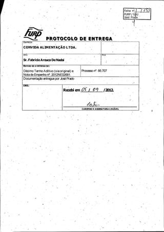 M PRESA

CONVIDA ALIMENTA(; AO LTDA.
AX

Sr. FabridoArouca DeNadai
EF,ERE -SE A ENTREGA DE:

Proeesso n °. 66.707

Devi mo Termo Adi ti vo (via original) a
Nota de Empenho n°. 2012N E02681.

Documentarao entregue por Jose Prado
t

Recebi em

CARIMBO E ASSINATURA LEGIVEL

1

5

r

 