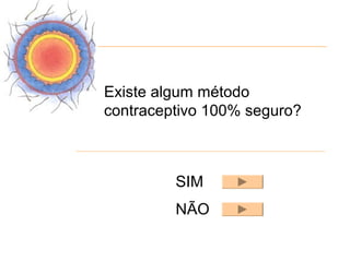 Existe algum método
contraceptivo 100% seguro?



         SIM
         NÃO
 