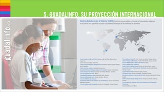 5. GUADALINFO, SU PROYECCIÓN INTERNACIONAL
             Centros Andaluces en el Exterior (CAES): Puntos de acceso público a                 Internet en Comunidades Andaluzas
             en el Exterior para garantizar el acceso a las Nuevas Tecnologías de los andaluces en el exterior.




             Centro Andaluz de Mar del Plata. Situado en Mar del Plata, Buenos Aires,      Casa Andaluza Sestao "El Olivo" situada en Sestao, Vizcaya, España.
             Argentina.                                                                    Centro Andaluz de Barakaldo situado en Barakaldo, Vizcaya, España.
             Círculo Cultural Andaluz de la Plata.                                         Casa de Andalucía Ntra. Señora del Rocío en Llodio.
             Centro Cultural Andalucía de Buenos Aires Situado en Santos Lugares, Buenos   Casa de Andalucía en Valladolid.
             Aires, Argentina.                                                             Centro Cultural Andaluz Seneca situado en Vitoria, Alava, España.
             Rincón Familiar Andaluz. Ciudad de Buenos Aires.                              Asociación de hijos de Almachar de Barakaldo situada en Barakaldo,
             Asociación Cultural Andaluza amigos de Isla Cristina situada en Barcelona.    Vizcaya, España.
             Centro Andaluz San Rafael situado en San Rafael, Mendoza, Argentina.          Casa Andalucía Lleida situada en Lérida, España.
             Casa de Andalucía en Pinto, Madrid                                            CCA García Lorca situada en Vendrell, Tarragona, España.
             Comunidad Andaluza de Elche situada en Elche, Alicante.                       Asociación Andaluza y cultural Hijos de Jaén situada en Barakaldo, Vizcaya,
             Casa de Andalucía en Denia situada en Denia, Alicante.                        España.
             Casa de Andalucía en Zaragoza.                                                Centro Cultural Andaluz Amigos del Sur situada en Xirivella, Valencia,
             Agrupación Andaluza San Sebastián de los Ballesteros. Situada en Sabadell,    España.
             Barcelona, España.                                                            La Federación de Entidades Culturales Andaluzas en la Comunidad
             Casa de Andalucía de Portugalete situada en Portugalete, Vizcaya, España.     Valenciana,
                                                                                           Casa de Andalucía en México.
 