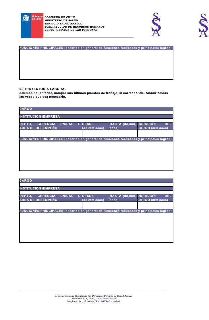 formato curriculum chile