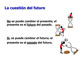 La cuestión del futuro
No se puede cambiar el presente; el
presente es el futuro del pasado.
Sí, se puede cambiar el futur...