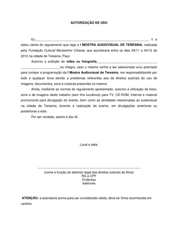 Anexo 4 carta de autorização do uso da imagem