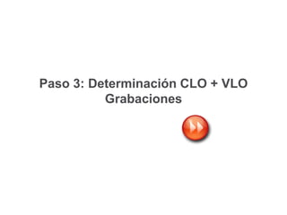 Paso 3: Determinación CLO + VLO
Grabaciones
 