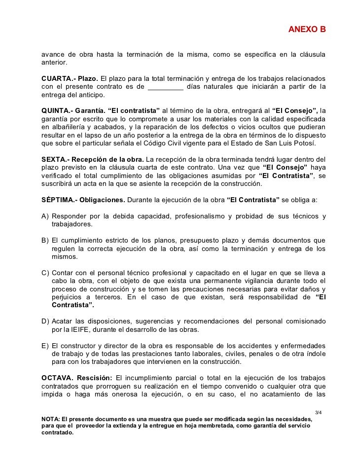 Ejemplo De Un Contrato De Obra A Precio Alzado Ejemplo