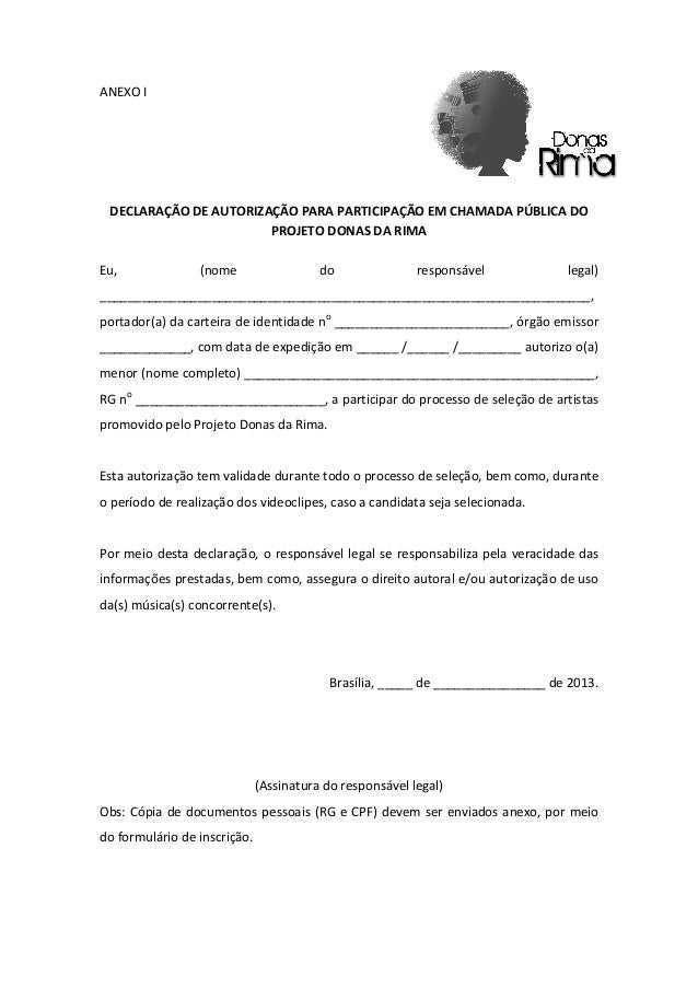Anexo i autorização de responsáveis legais Anexo i autorização de responsáveis legais