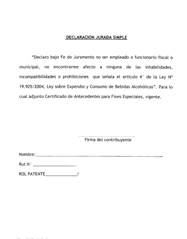 Declaración jurada simple