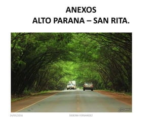 ANEXOS
ALTO PARANA – SAN RITA.
14/05/2016 DEBORA FERNANDEZ
 
