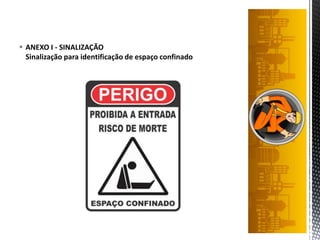  ANEXO I - SINALIZAÇÃO
Sinalização para identificação de espaço confinado
 