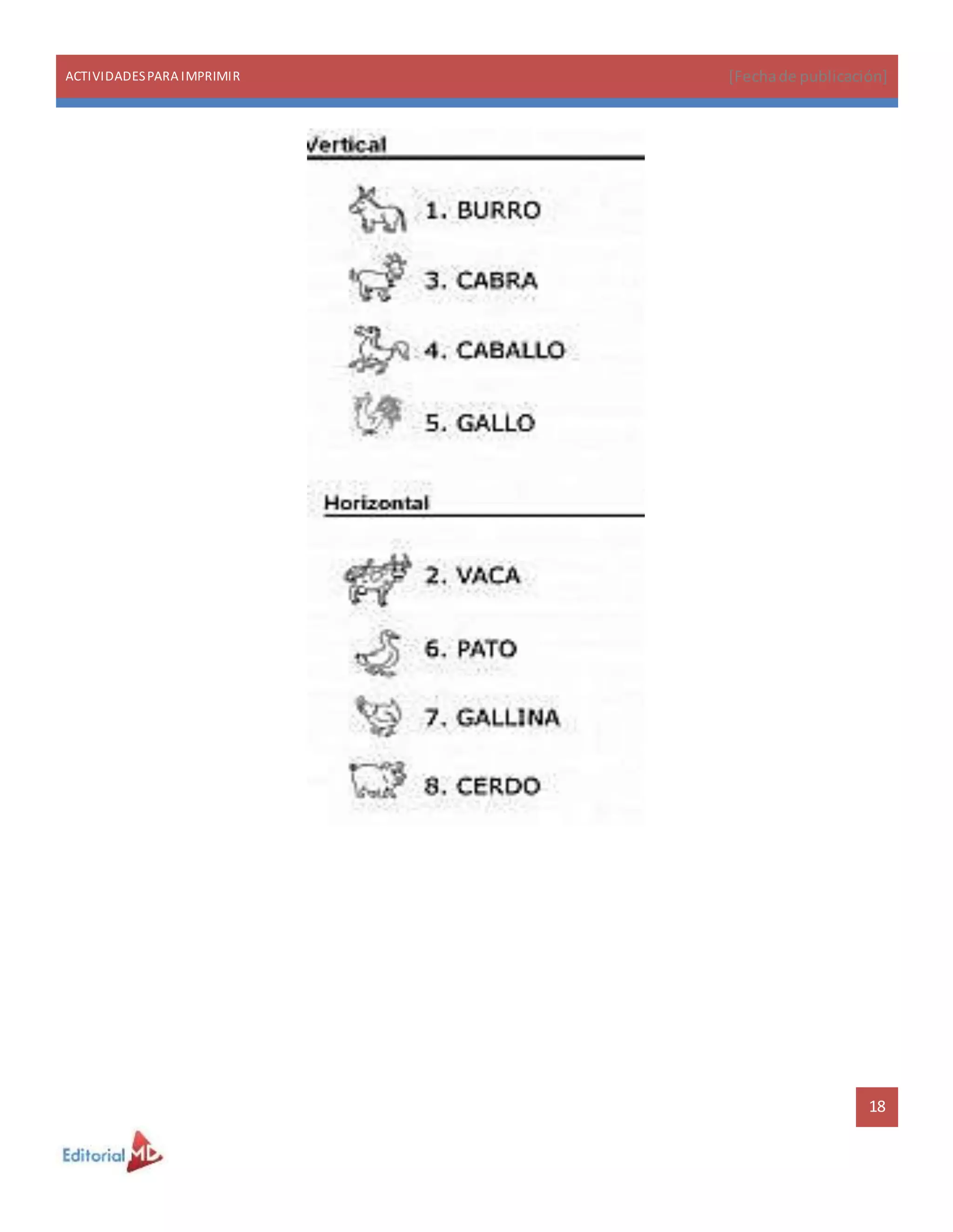 Actividades para imprimir: Ejemplo segundo grado de Primaria | DOCX