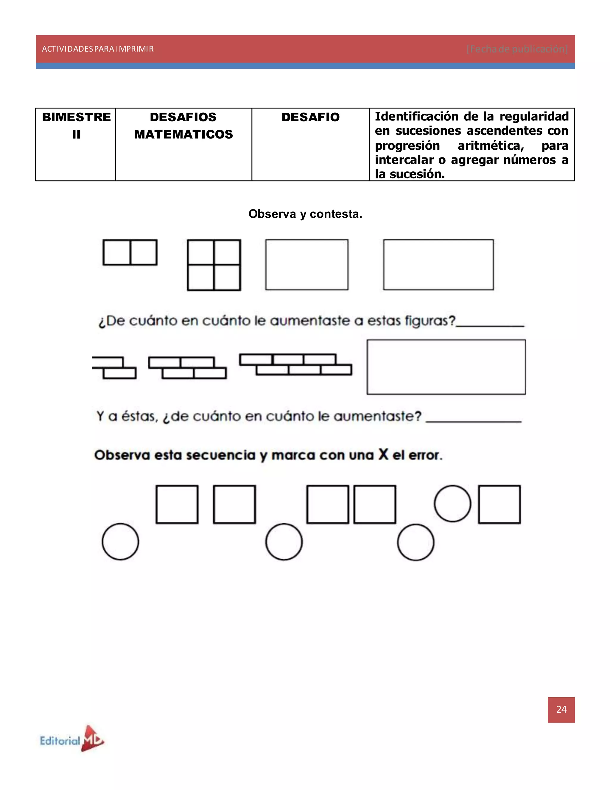 Actividades para imprimir: Ejemplo segundo grado de Primaria | DOCX