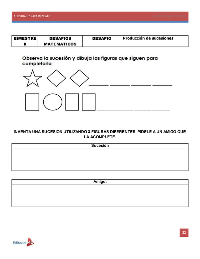 Actividades para imprimir: Ejemplo segundo grado de Primaria
