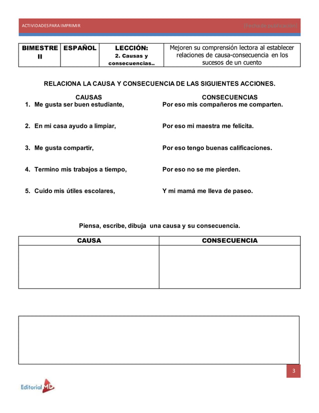 Actividades para imprimir: Ejemplo segundo grado de Primaria