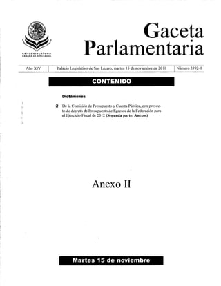 Anexos del Presupuesto Egresos Federación 2012