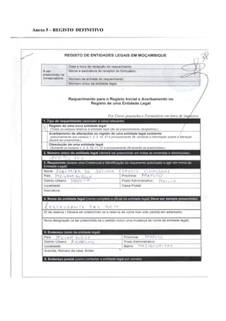 Anexo 5 – REGISTO DEFINITIVO
 