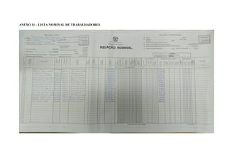 ANEXO 11 – LISTA NOMINAL DE TRABALHADORES
 