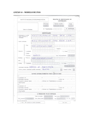ANEXO 14 – MODELO DE INSS
 