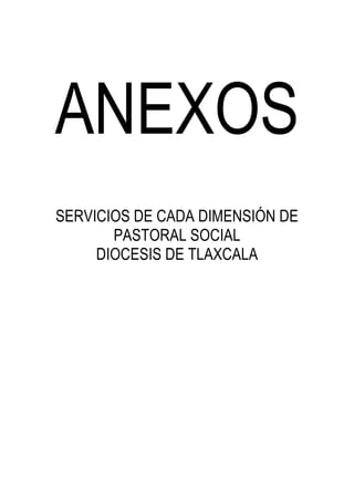 ANEXOS
SERVICIOS DE CADA DIMENSIÓN DE
       PASTORAL SOCIAL
     DIOCESIS DE TLAXCALA
 