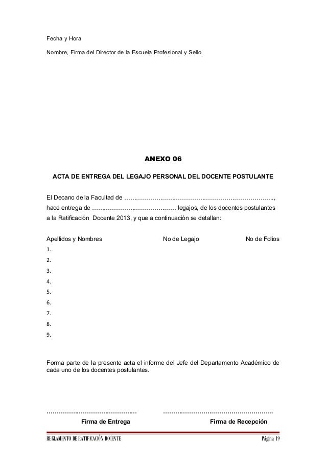 Anexos reglamento de ratificacion docente