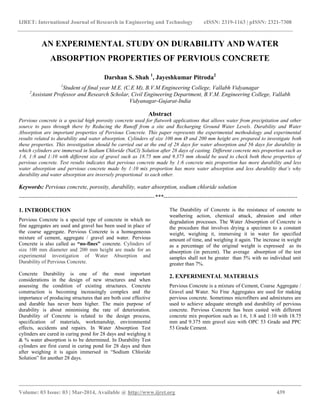 An experimental study on durability and water absorption properties of ...