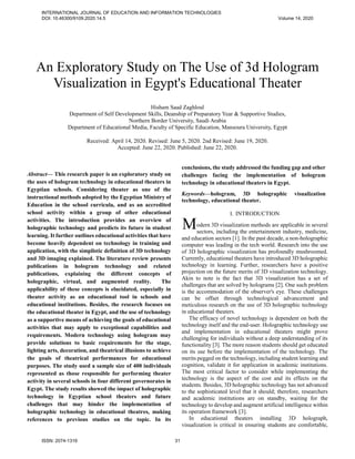 An Exploratory Study on The Use of 3d Hologram Visualization in Egypt's ...