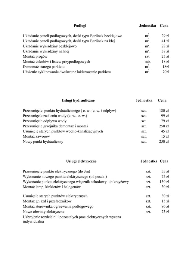 Ang dom cennik usług 2013 | PDF