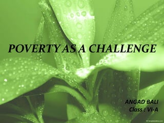 POVERTY AS A CHALLENGE
ANGAD BALI
Class : VI-A
 