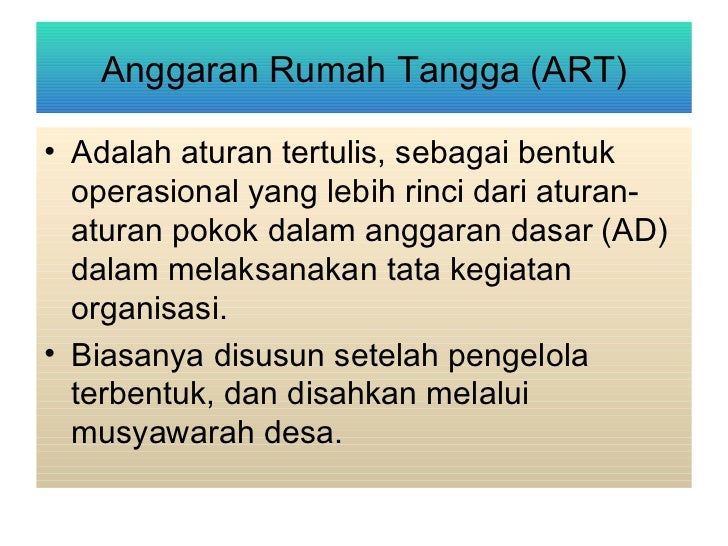 bumdes berita acara anggaran Angaran rumah dan tangga dasar (ad