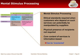 Slide © by Lovelock, Wirtz and Chew 2009 Essentials of Services Marketing Chapter 1 - Page 24
Mental Stimulus Processing
●...