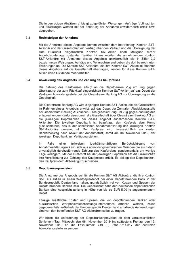 Angebotsunterlage Fur Aktien Der Kontron S T Ag